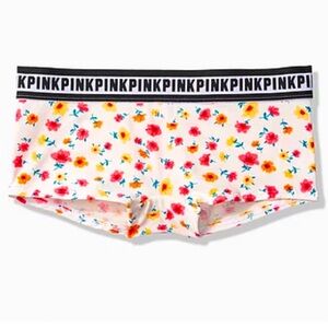 Victoria’s Secret Pink cotton boyshort panties pink logo floral panties